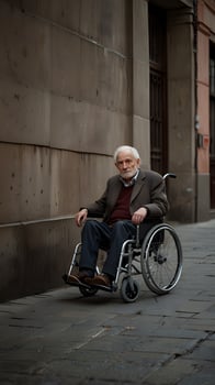 Old Elderly disabilty Aging senior men in a wheelchair photo