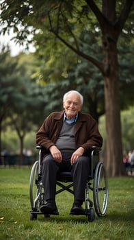 Old Age Elderly Care Aging senior men in a wheelchair photo