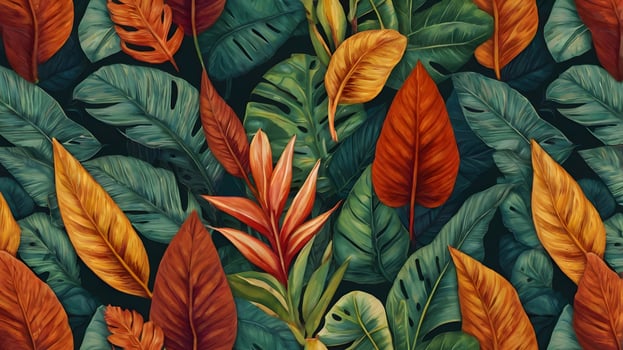 Colorful Tropic Exotic Nature Botany Seamless Leaf Pattern photo