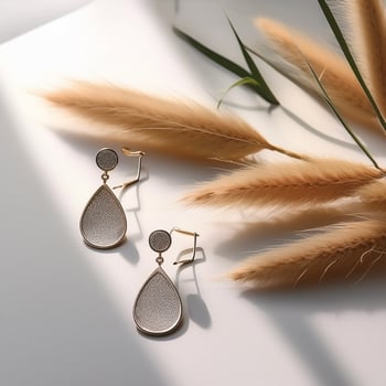 Minimalist Jewelry. Simple earrings placed on a clean table photo