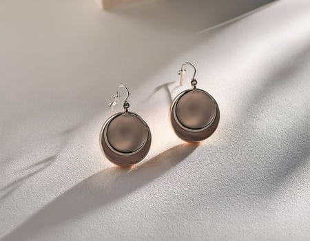 Minimalist Jewelry. Simple earrings placed on a clean table photo