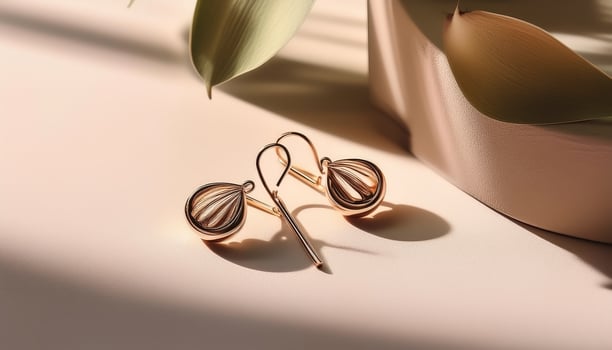Minimalist Jewelry. Simple earrings placed on a clean table photo