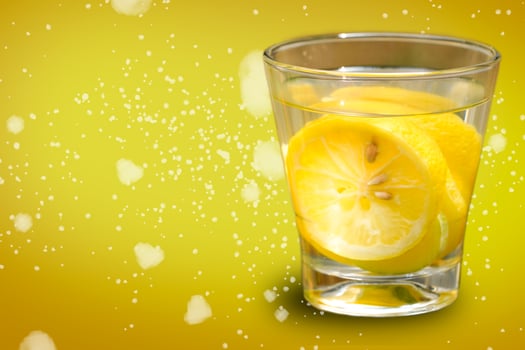 glass of water with lemon. suitable for healthy campaign photo