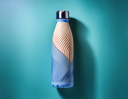 Water bottle with minimalist design isolated on minimalist background. Mineral Water Bottle. photo