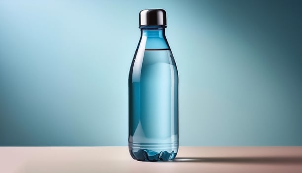 Water bottle with minimalist design isolated on minimalist background. Mineral Water Bottle. photo