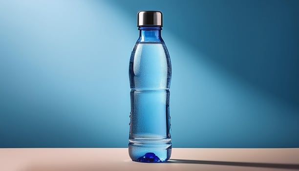 Water bottle with minimalist design isolated on minimalist background. Mineral Water Bottle. photo