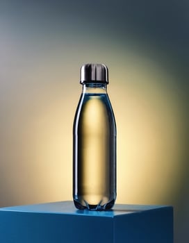 Water bottle with minimalist design isolated on minimalist background. Mineral Water Bottle. photo