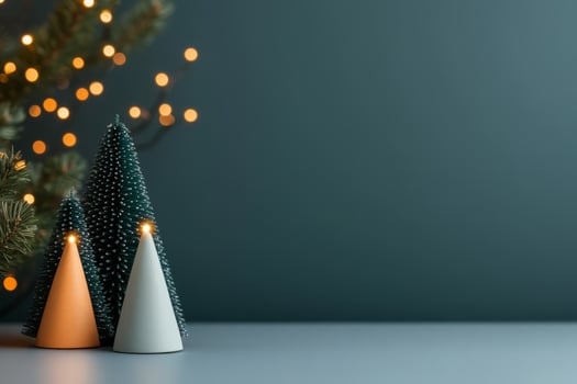 Holiday candles on blurred background of warm lights photo