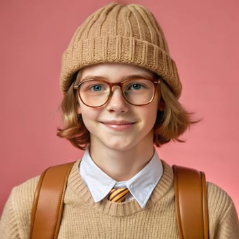A young boy wearing glasses and a sweater photo