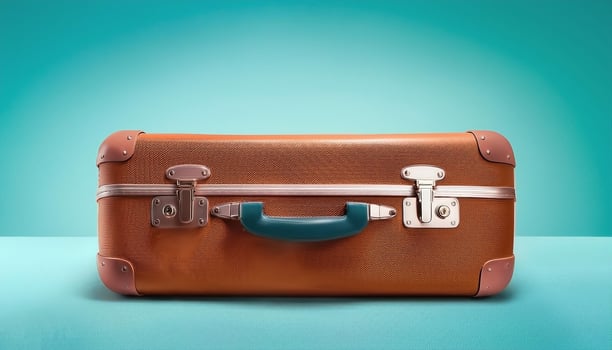 Classic suitcase isolated on minimalist background photo