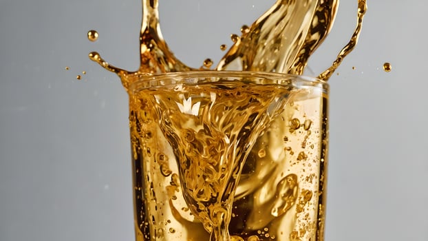 Golden Liquid Splash Texture Abstract Beverages Background photo