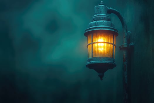 A Solitary Streetlight Illuminates a Foggy Night photo