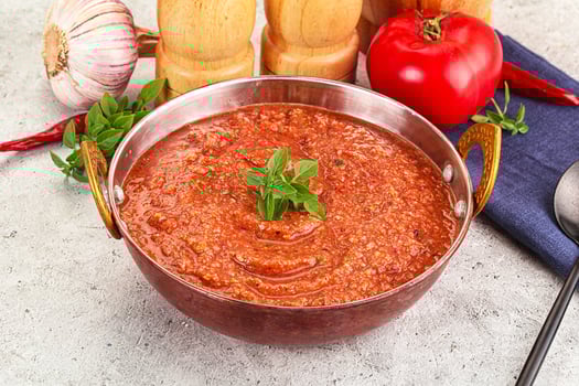Cold vegan tomato soup Gazpacho photo