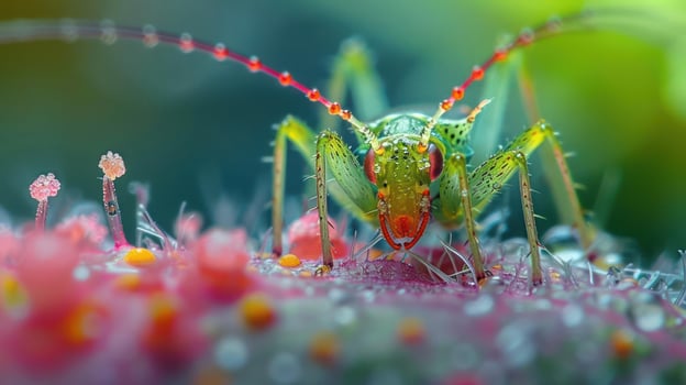 a close up of a grasshopper on a flower photo