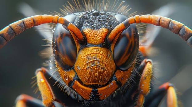 a close up of a bug with orange and black markings photo