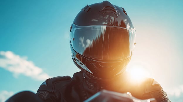 Black helmet rider for safety protection head motorcycle equipment trasnportation photo