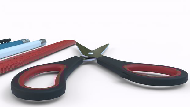 paper cutting scissors with white background photo