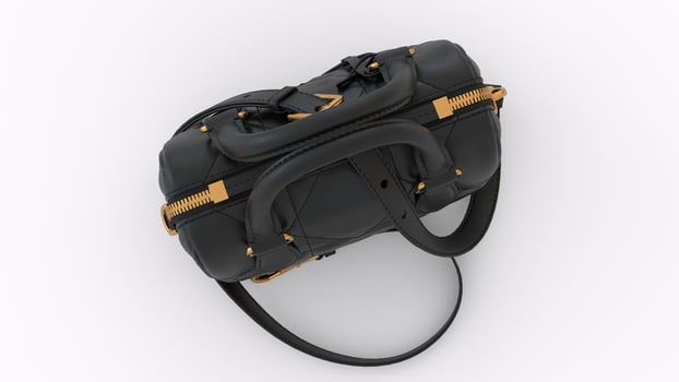 ladies black bag or hand purse with white background photo