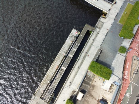 Aerial View of Buildings at Central Glasgow city of Scotland From River Clyde, Great Britain. June 5th, 2024 photo