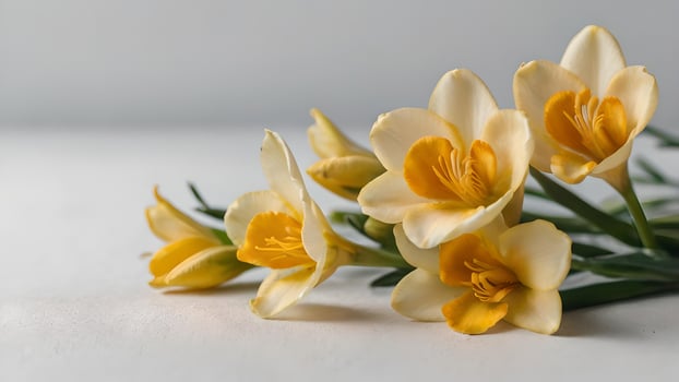 Delicate Freesia Flowers on White Background photo