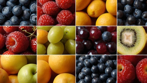 Colorful Fruit and Berry Collage photo