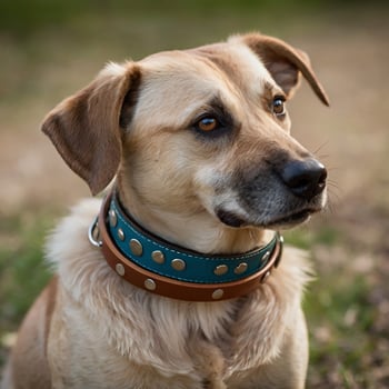 A dog with handcrafted collars photo