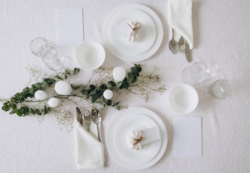 Thanksgiving table setting, tableware and decor, decoration, family holiday. Autumn mockup. photo