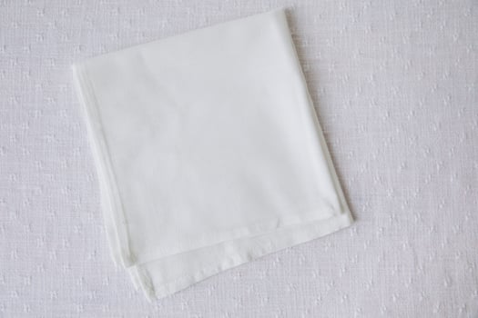 Thanksgiving set, napkins on white table, mockup photo