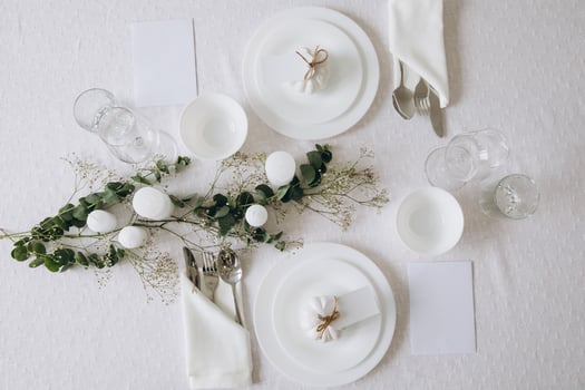 Thanksgiving table setting, tableware and decor, decoration, family holiday. Autumn mockup. photo