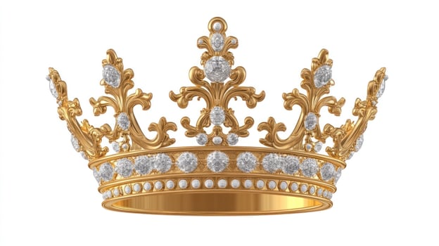 The ornate crown glistens with jewels, embodying elegance and regal splendor photo