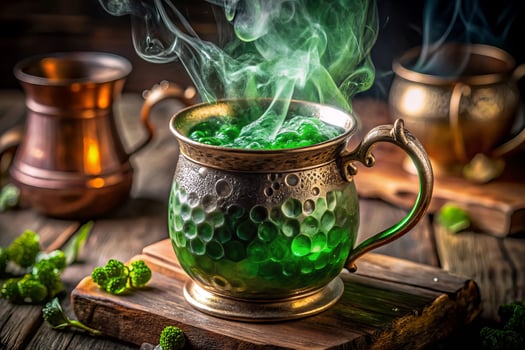 spooky green drink with smoke, perfect for Halloween celebrations photo