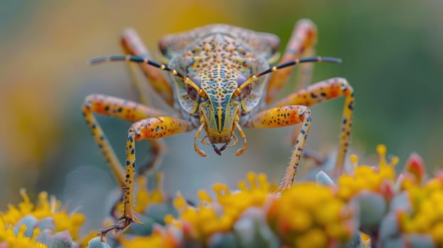 a close up of a bug on a flower photo
