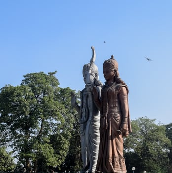 Big statue of Lord Sita Ram near Delhi International airport, Delhi, India, Lord Ram and Sita big statue touching sky at main highway Mahipalpur, Delhi photo