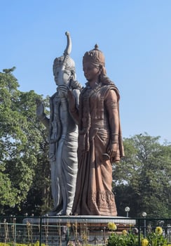 Big statue of Lord Sita Ram near Delhi International airport, Delhi, India, Lord Ram and Sita big statue touching sky at main highway Mahipalpur, Delhi photo