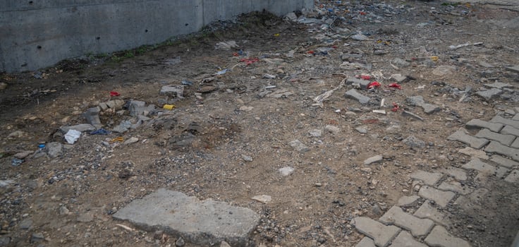 Garbage dump in the streets.the concept of environmental pollution photo