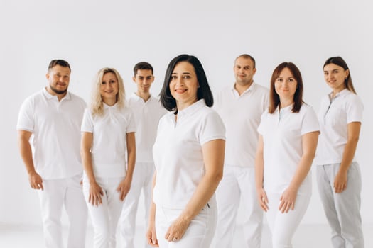 Group of doctors or dentists, mockup - isolated over white photo