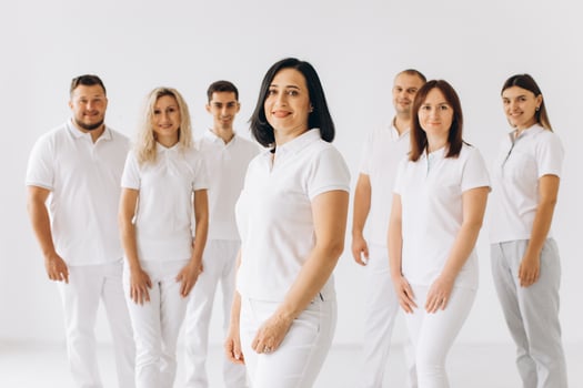 Group of doctors or dentists, mockup - isolated over white photo