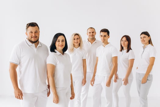 Group of doctors or dentists, mockup - isolated over white photo