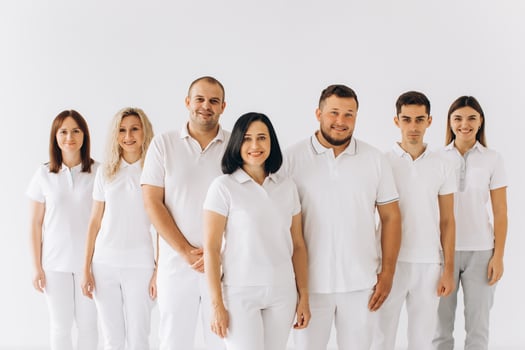 Group of doctors or dentists, mockup - isolated over white photo