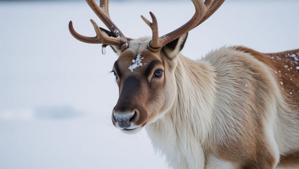 Snowy landscape with reindeer as subject photo