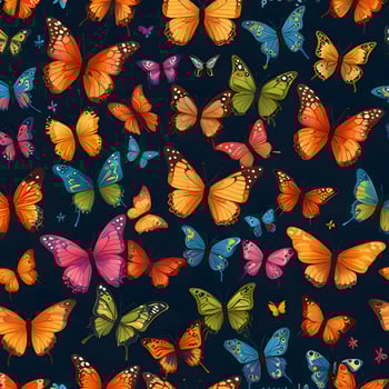 Colorful Flying insect summer butterflies pattern white background photo