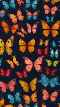 Colorful Flying insect spring butterflies pattern white background photo