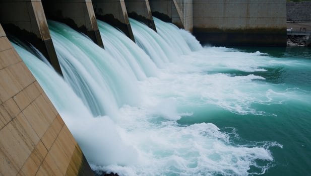 Renewable hydroelectric power from flowing river currents photo