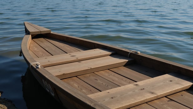 Rustic wooden raft set for tranquil waterway exploration photo