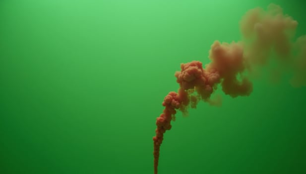Slowmotion realistic depiction of green fog with rising red fumes in an atmospheric environment photo