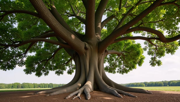 A digital illustration featuring an intricately detailed Tree of Life with its extensive root system photo