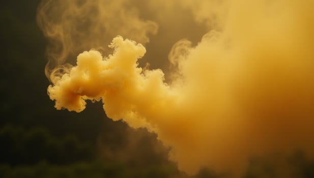 Slowly rising yellow smoky mist with realistic atmosphere photo