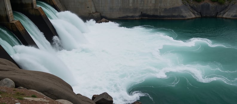Renewable hydroelectric power from flowing river currents photo
