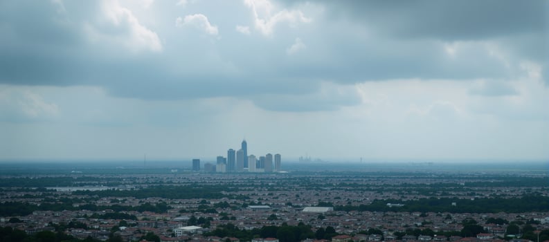 Bustling city with cloudy sky showcasing effects of air pollution Urban Life Air Pollution photo