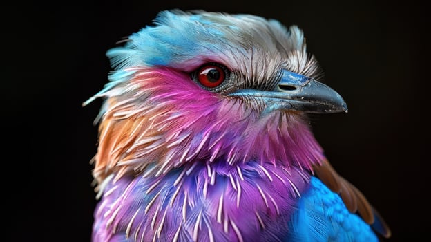 Bird Lilac roller on black background. Lilac Breasted Roller Perched on a Branch photo